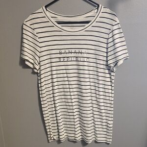 Banana Republic Black and White Striped Tee